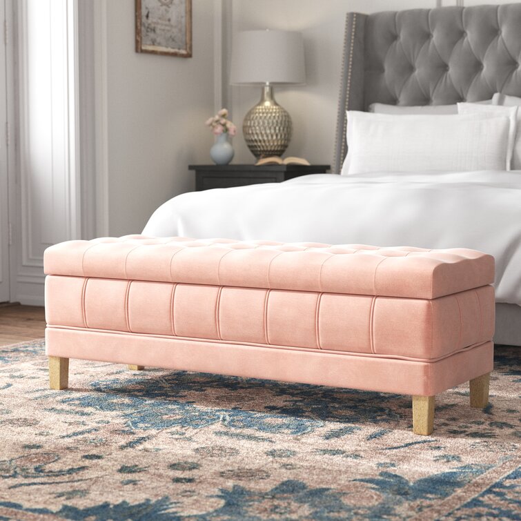 Pink end of bed store storage bench